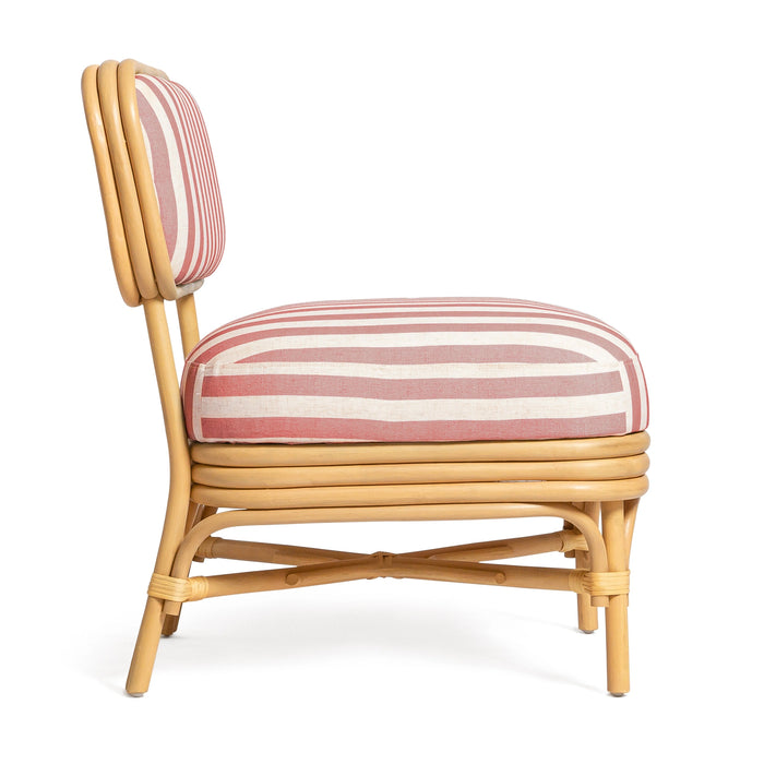 Dorine Striped Performance Linen &amp; Rattan Accent Chair