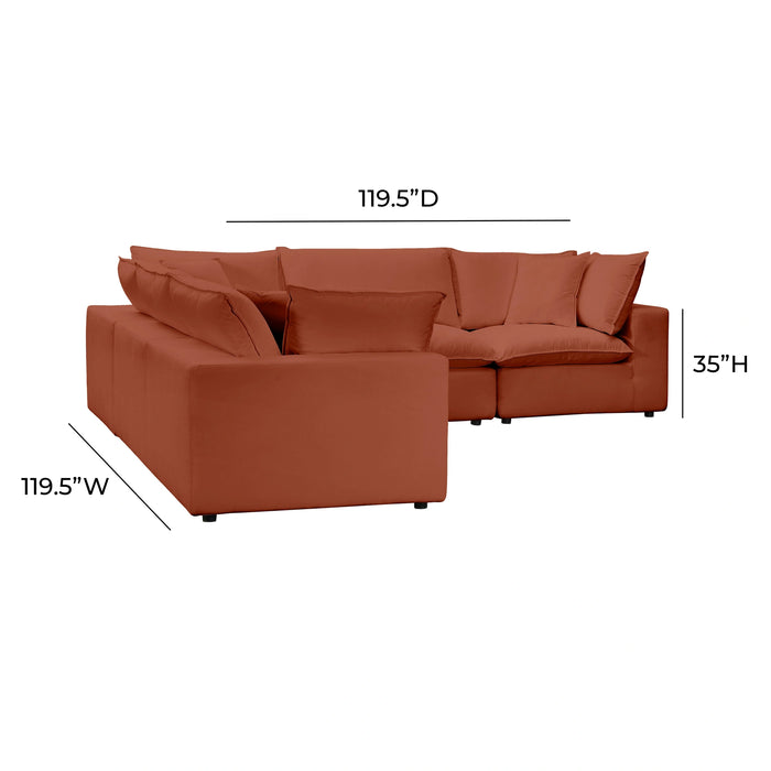 Cali 5-Piece Brown Leather Modular L-Sectional