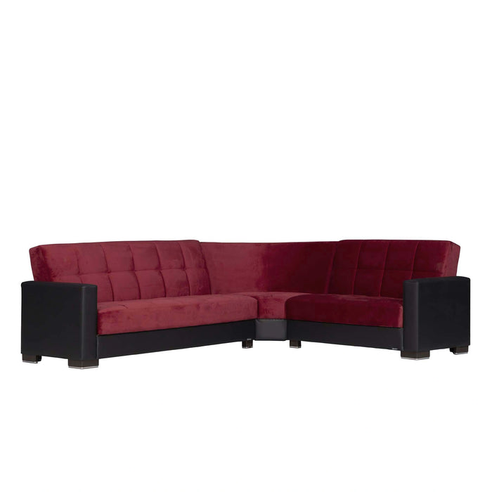 Ottomanson Armada Collection Upholstered Convertible Sectional with Storage