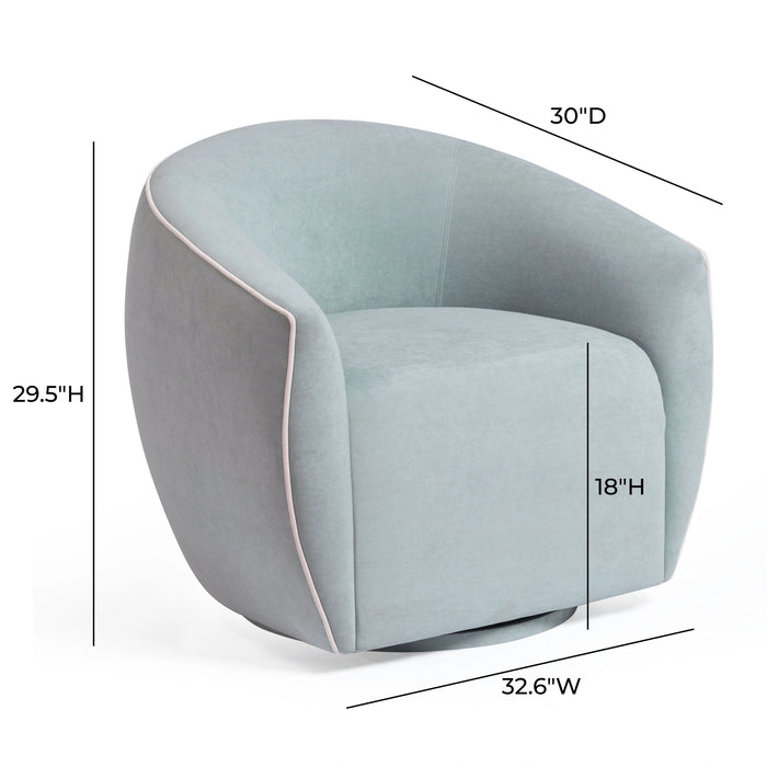 Jordan Contrast Piping Performance Velvet Swivel Accent Chair
