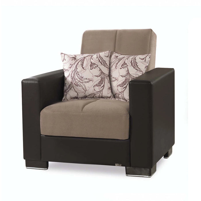 Ottomanson Armada Collection Upholstered Convertible Armchair with Storage