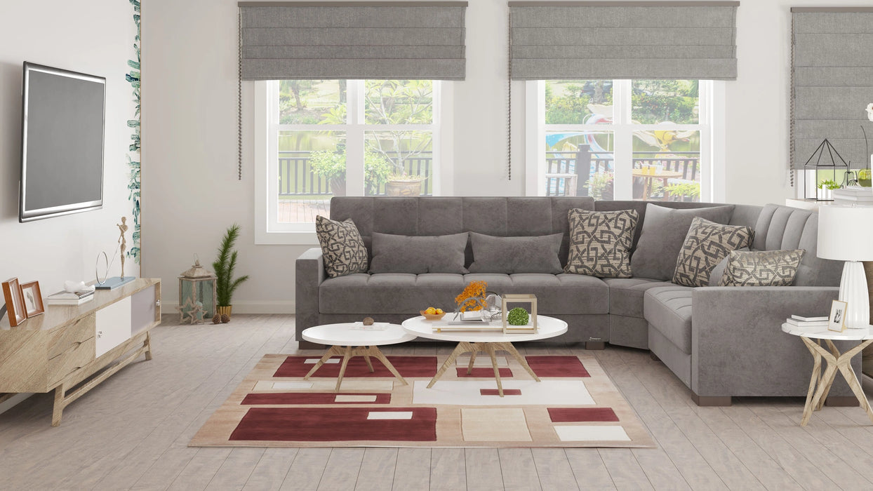 Ottomanson Armada Collection Upholstered Convertible Sectional with Storage