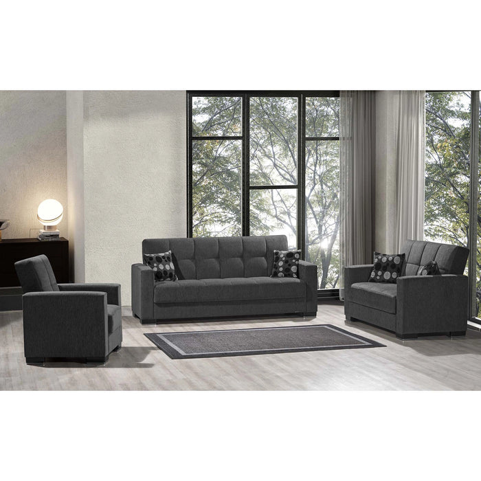 Ottomanson Armada Collection Upholstered Convertible Loveseat with Storage