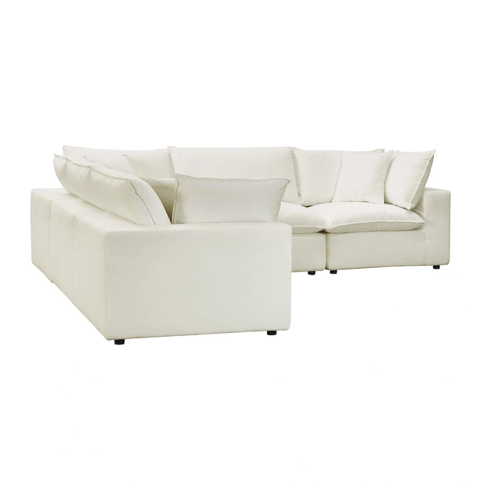 Cali 5-Piece Brown Leather Modular L-Sectional
