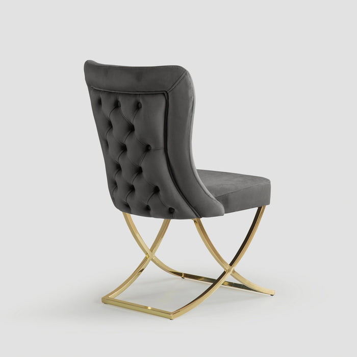 Ottomanson Royal Collection Upholstered Gold Legged Dining Chair, Set of 2