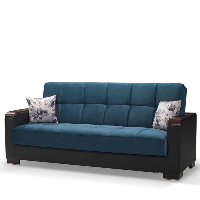 Ottomanson Armada X Collection Upholstered Convertible Wood Trimmed Sofabed with Storage
