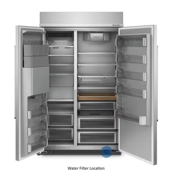 KitchenAid KBSD708MPS 48 Inch 29.4 Cu. Ft. Side-by-Side Built-In Refrigerator - Home And Beyond