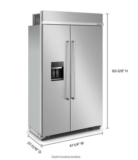 KitchenAid KBSD708MPS 48 Inch 29.4 Cu. Ft. Side-by-Side Built-In Refrigerator - Home And Beyond