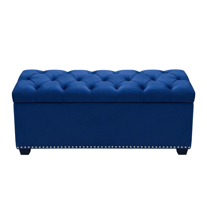 Majestic Tufted Velvet Lift-Top Storage Trunk w/ Nail Head Accent by Diamond Sofa - Royal Blue Velvet
