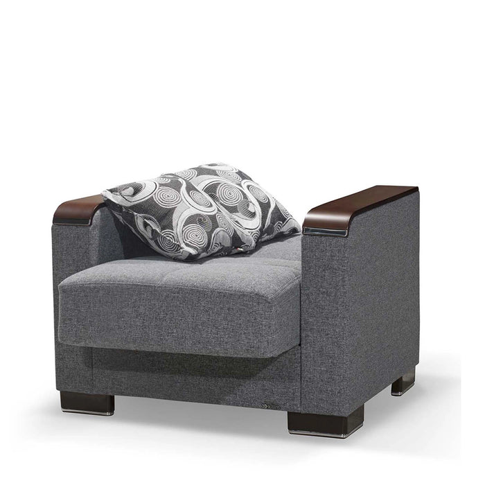 Ottomanson Armada X Collection Upholstered Convertible Wood Trimmed Armchair with Storage