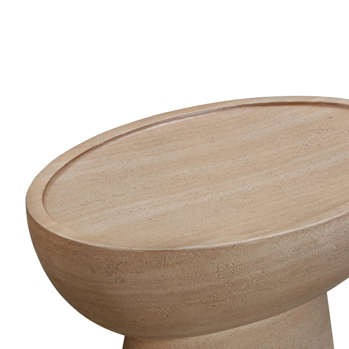 Eclipse Textured Faux Travertine Indoor/Outdoor Side Table