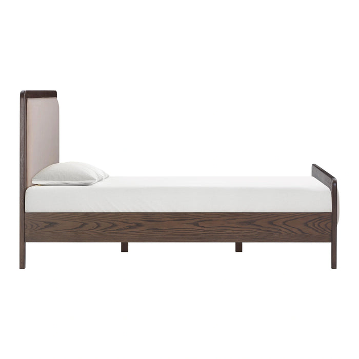 Hella Contract-Grade Velvet and Ash Wood Bed