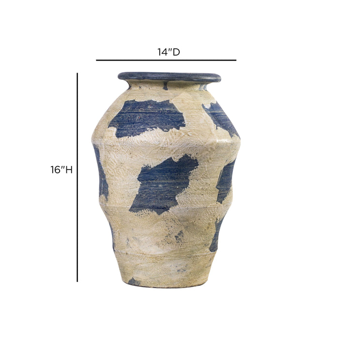 Visha Cream and Blue Terracotta Decorative Vase