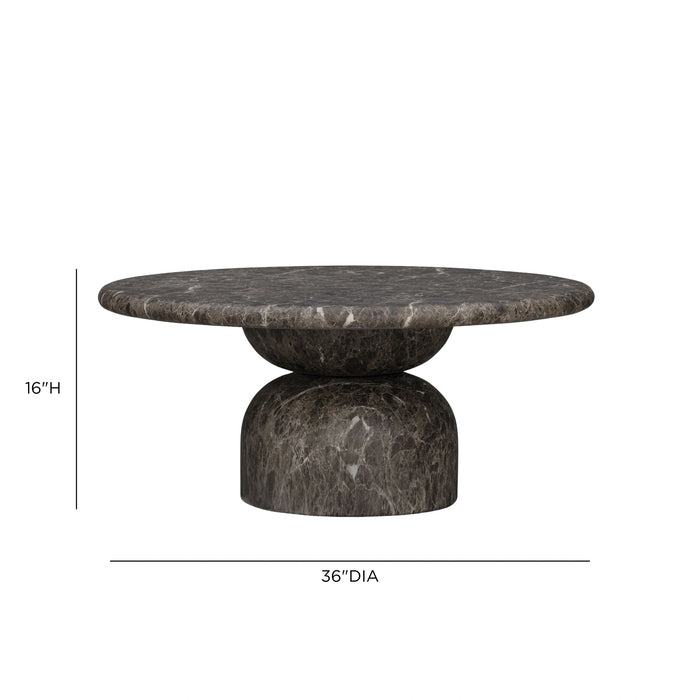Cynthia 36" Faux Travertine Concrete Indoor/Outdoor Coffee Table