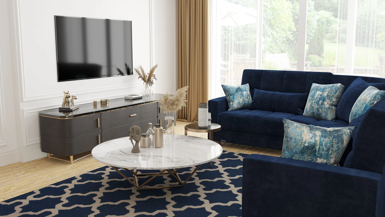 Ottomanson Armada Collection Upholstered Convertible Sectional with Storage