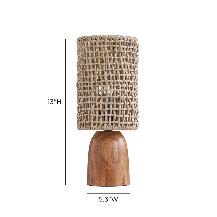 Kombu Natural Raffia and Wood Small Table Lamp