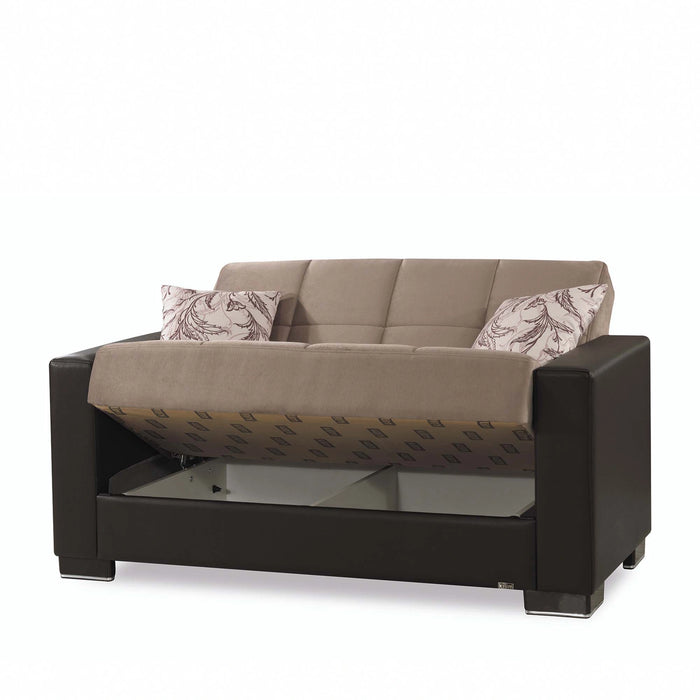 Ottomanson Armada Collection Upholstered Convertible Loveseat with Storage