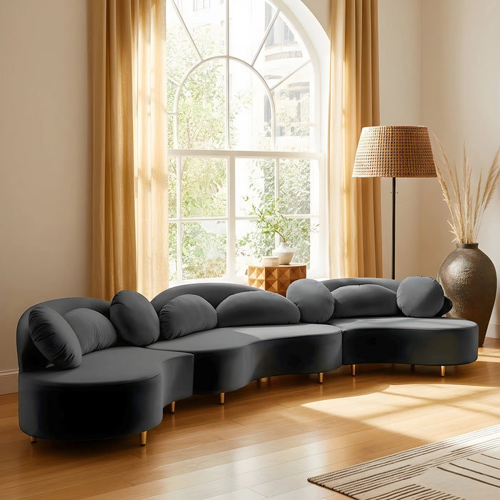 Vivacious Grey Velvet 3pc. Sectional (3 Boxes)