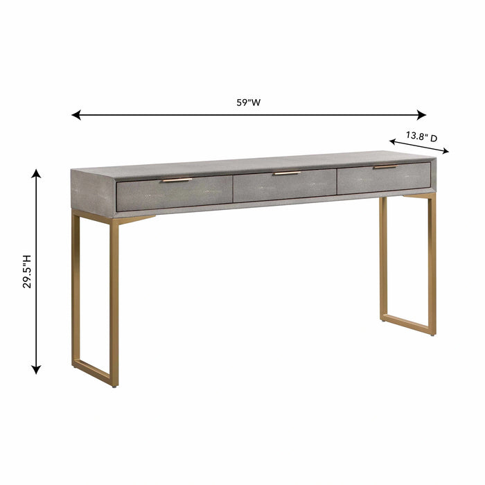 Pesce 59" Faux Shagreen 3-Drawer Console Table