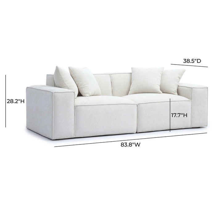 Mindy 84" Performance Chenille Basketweave Modular Loveseat