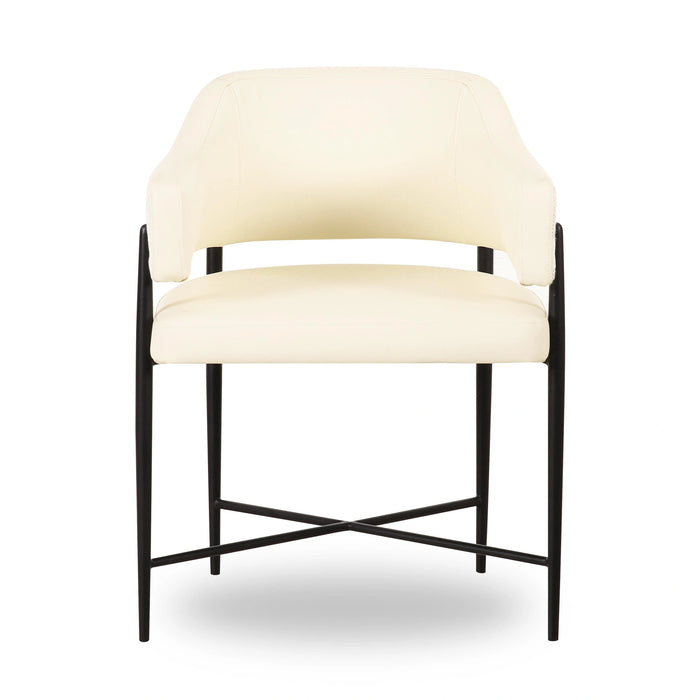 Sezanne Cream 2-Tone Performance Vegan Leather and Jacquard Dining Chair