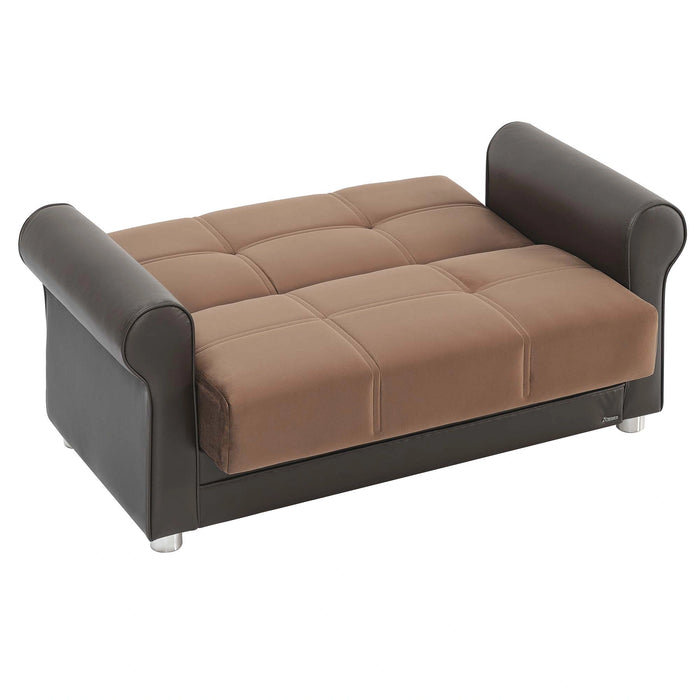 Ottomanson Avalon Collection Upholstered Convertible Loveseat with Storage