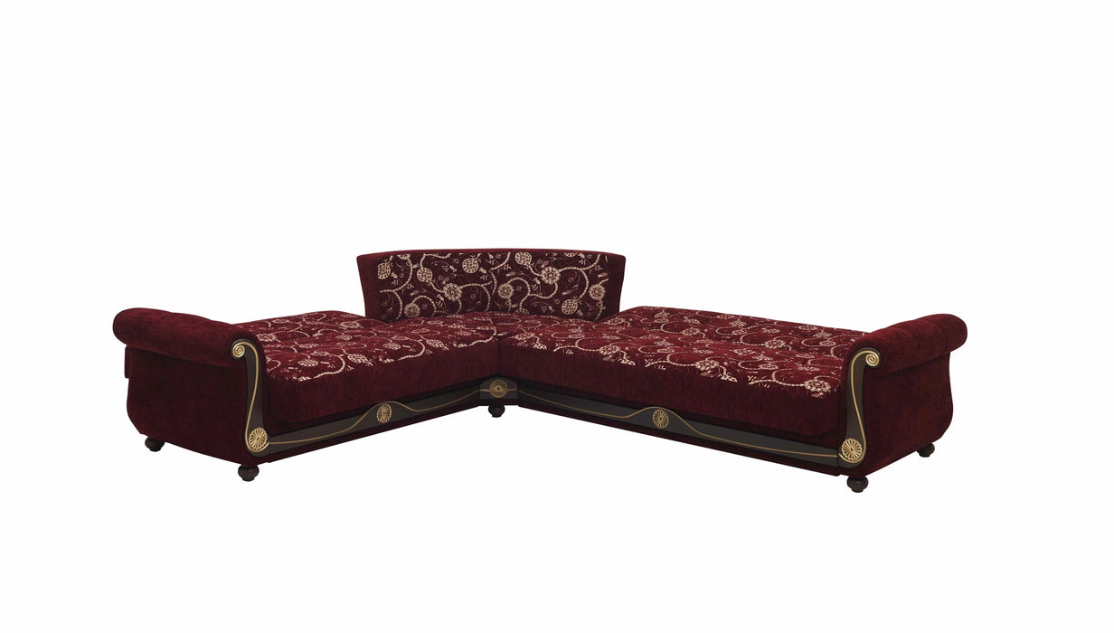 Ottomanson Americana Collection Upholstered Convertible Sectional with Storage