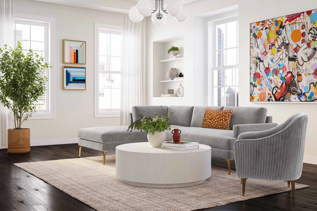 Serena 3-Piece Performance Grey Velvet Chaise Sectional