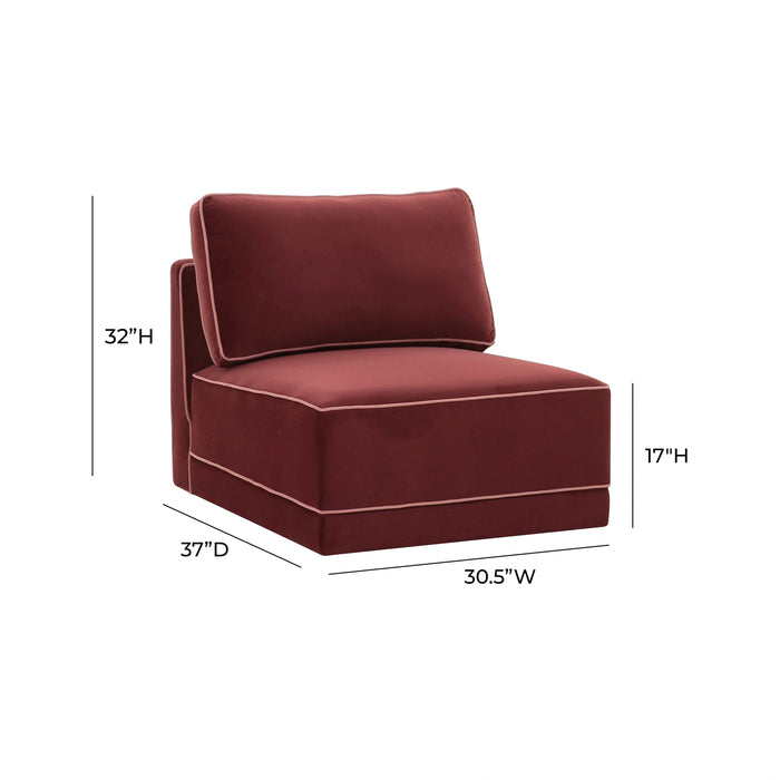 Willow Performance Velvet Modular Armless Chair