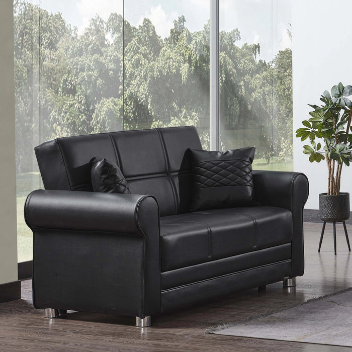 Ottomanson Avalon Collection Upholstered Convertible Loveseat with Storage