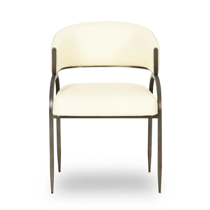 Tatum Cream 2-Tone Performance Vegan Leather and Jacquard Dining Chair