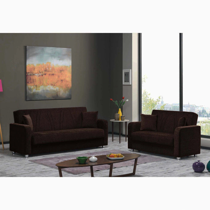 Ottomanson Elegance Collection Upholstered Convertible Loveseat with Storage