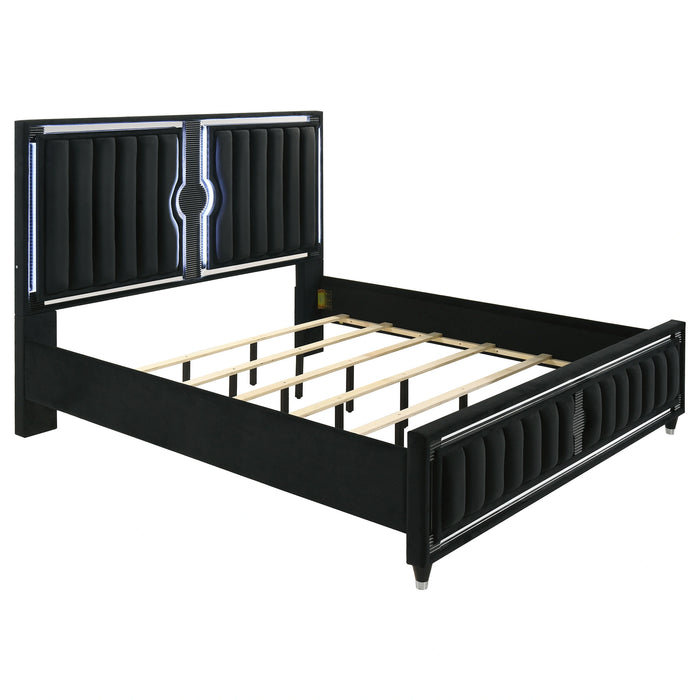 Ravenne Velvet Upholstered LED Bedroom Set