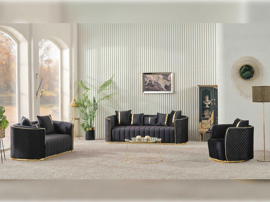 Ceko 3-pieces (Sofa & Loveseat & Chair) Livingroom Set Black