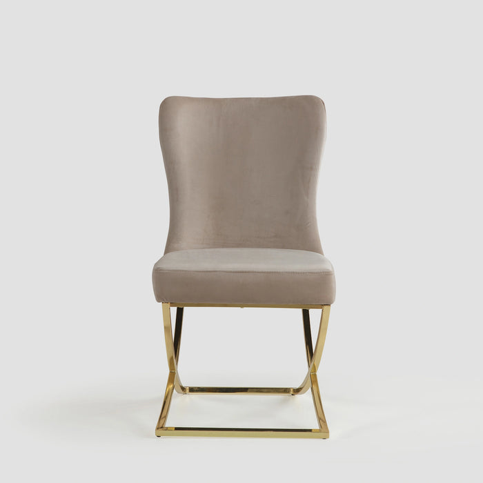 Ottomanson Royal Collection Upholstered Gold Legged Dining Chair, Set of 2