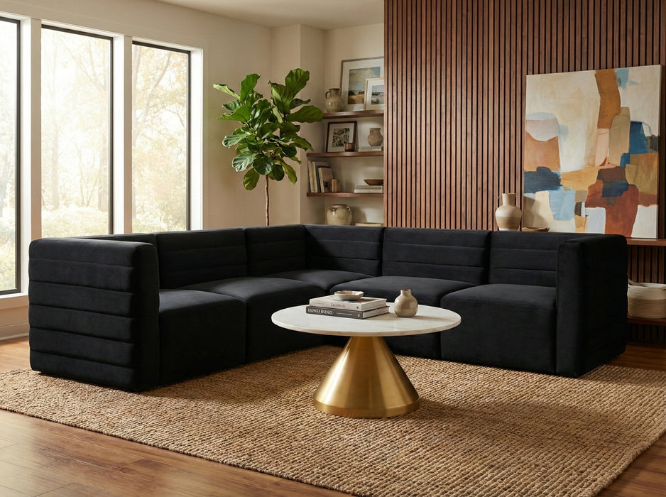 Quincy Black Velvet Modular Sectional