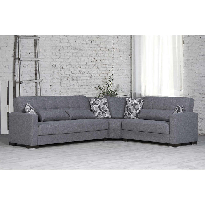 Ottomanson Armada Collection Upholstered Convertible Sectional with Storage