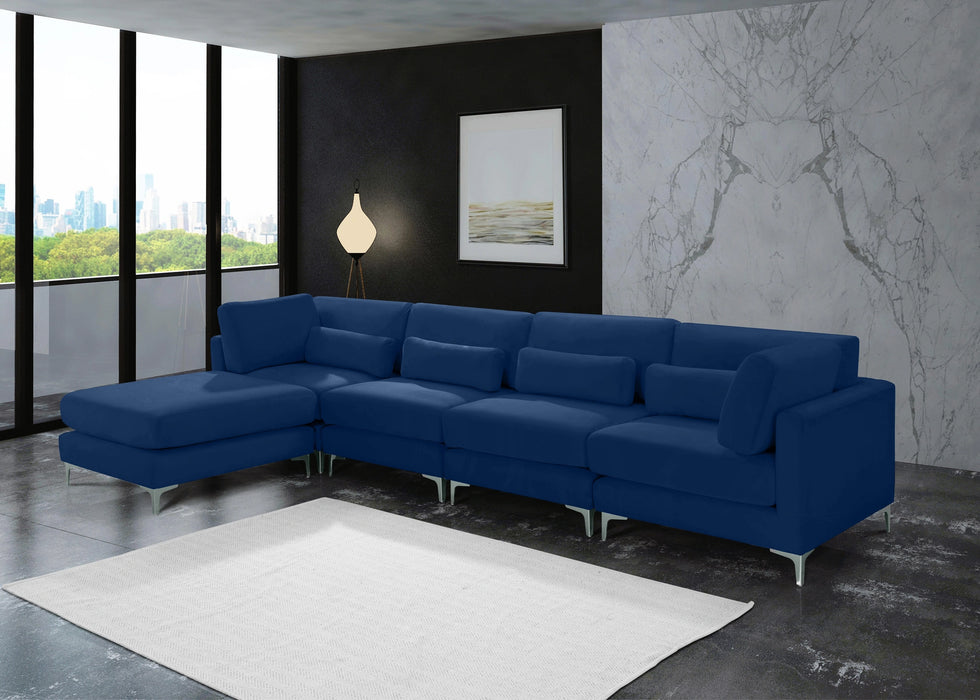 Julia Navy Velvet Modular Sectional (5 Boxes)