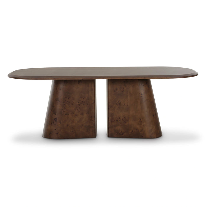 Gladyss 87" Brown Burl Oval Dining Table