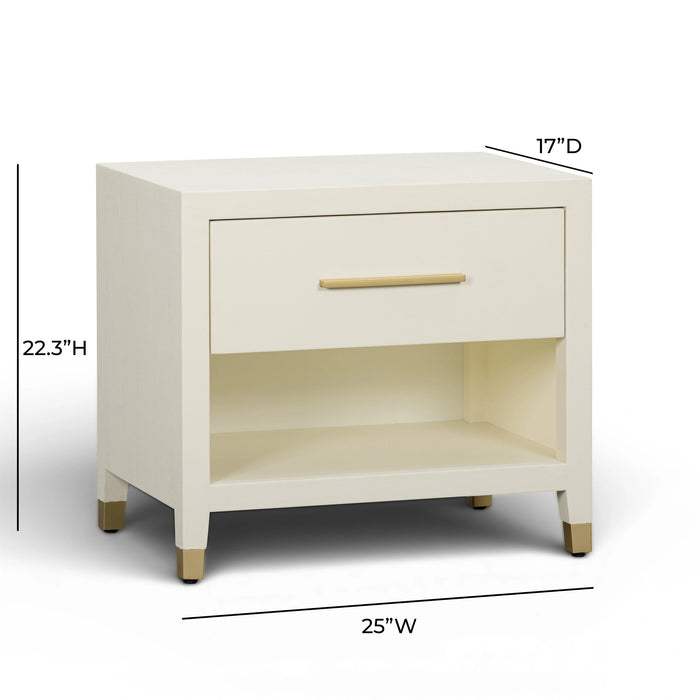 Dani 25" Cream Faux Shagreen Nightstand with Drawer