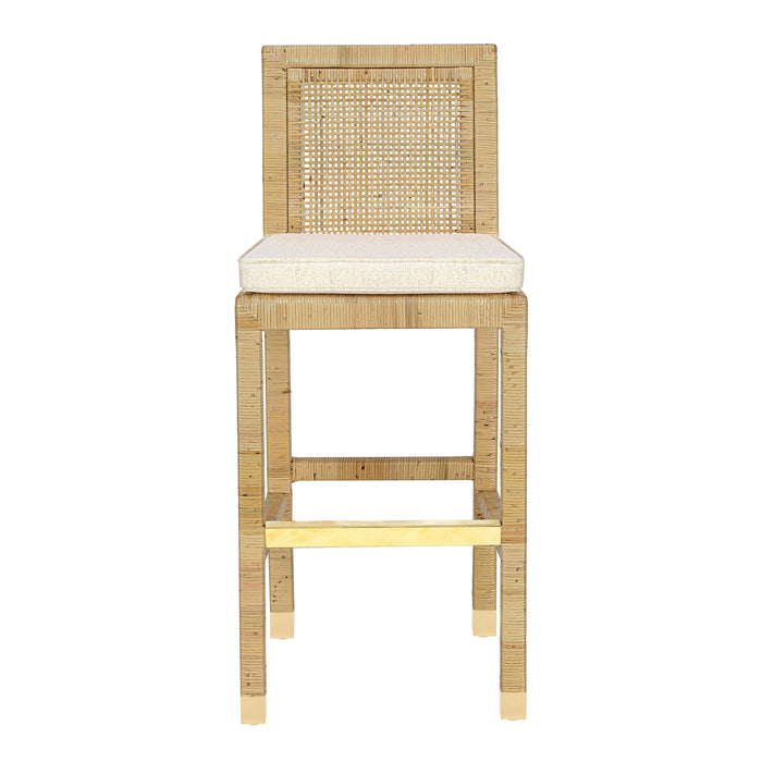 Amara Rattan &amp; Cream Contract-Grade Linen Stool