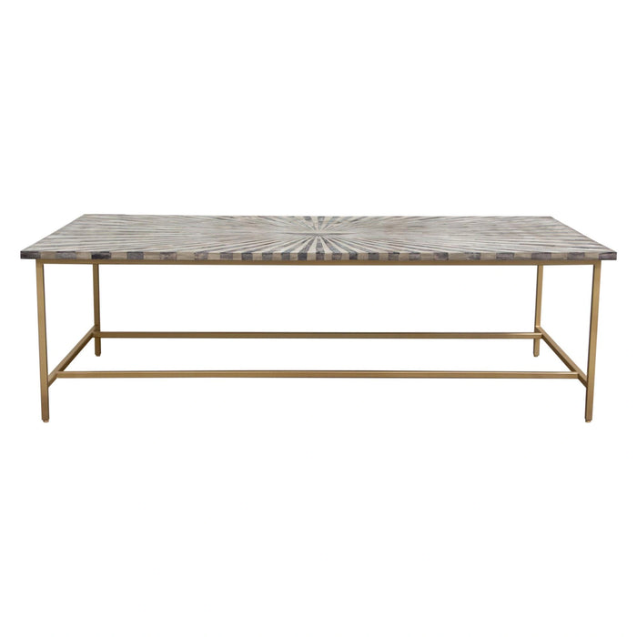 Prisma Cocktail Table w/ Dyed Bone Inlay Sunburst Top & Brass Legs by Diamond Sofa
