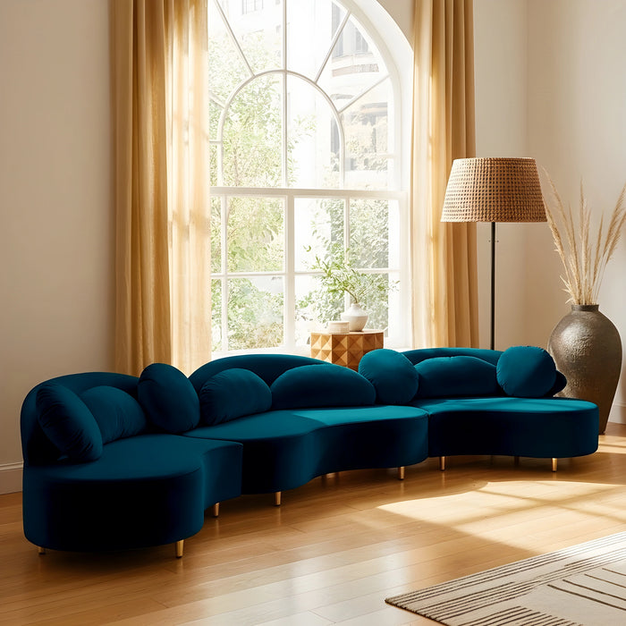 Vivacious Navy Velvet 3pc. Sectional (3 Boxes)