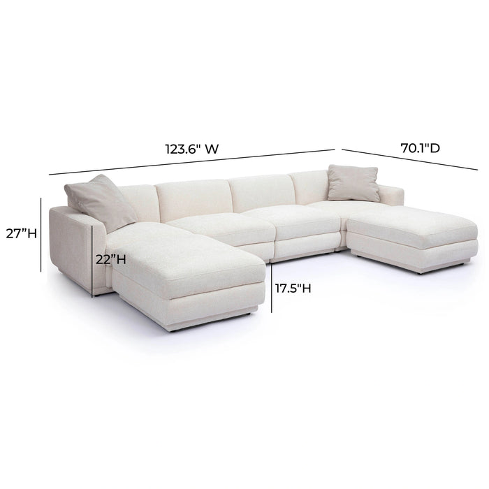 Perry 6-Piece Cream Performance Chenille Modular U-Sectional