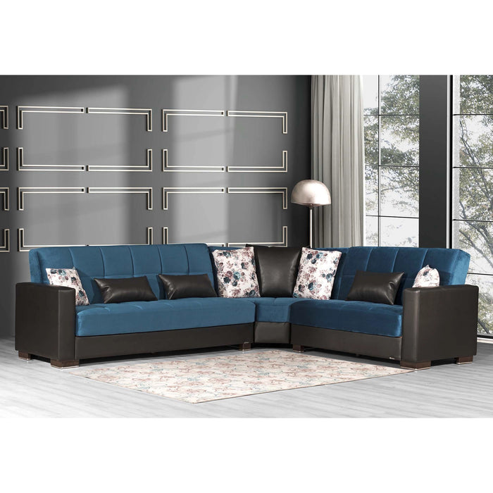 Ottomanson Armada Collection Upholstered Convertible Sectional with Storage