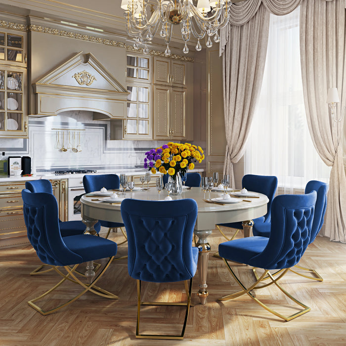 Ottomanson Royal Collection Upholstered Gold Legged Dining Chair, Set of 2