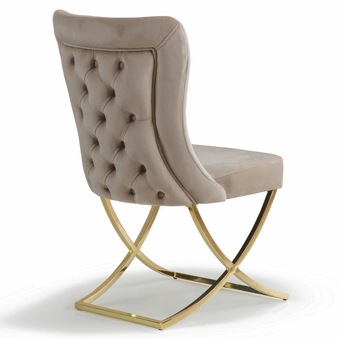 Ottomanson Royal Collection Upholstered Gold Legged Dining Chair, Set of 2