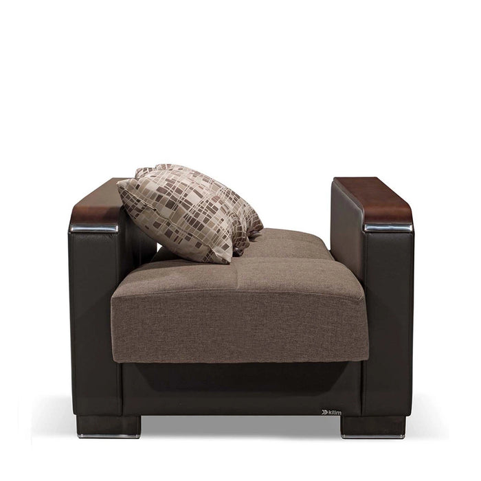Ottomanson Armada X Collection Upholstered Convertible Wood Trimmed Armchair with Storage