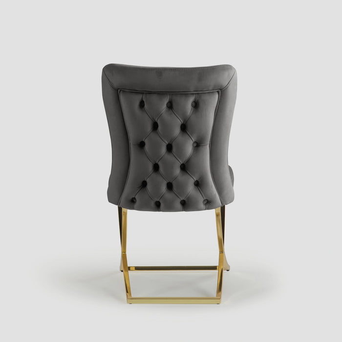 Ottomanson Royal Collection Upholstered Gold Legged Dining Chair, Set of 2