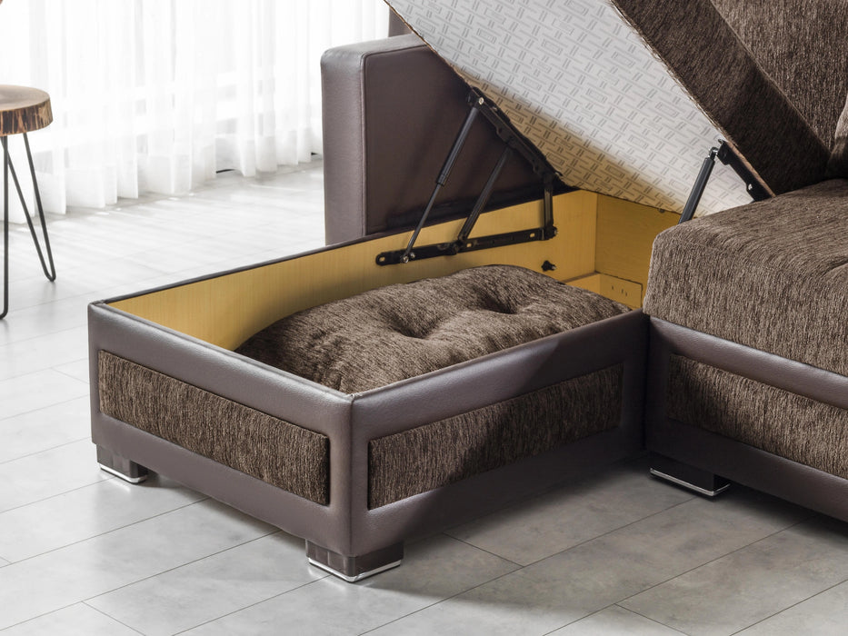 Ottomanson Loft Collection Upholstered Convertible Sectional with Storage